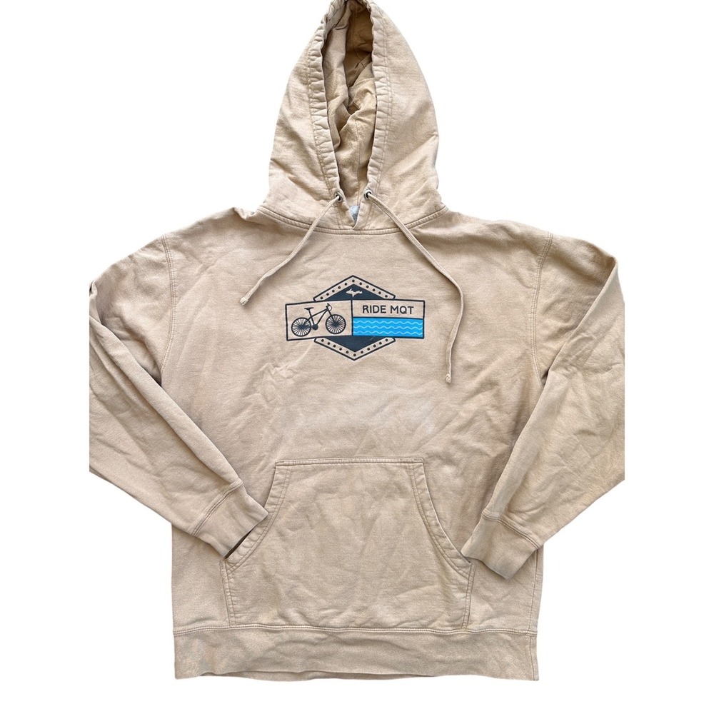 Independent Trading Co‎ Hoodie Mens L Tan Good Ride MQT Mountain Bike Graphic